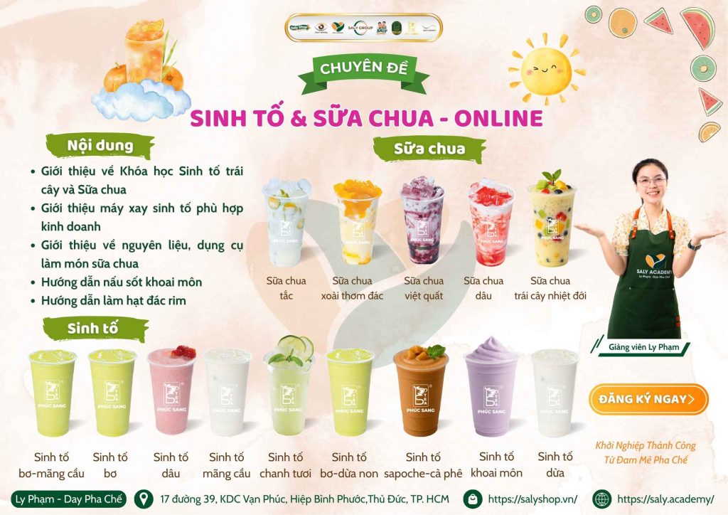 Khóa học pha chế Sinh tố + Sữa chua (Online)