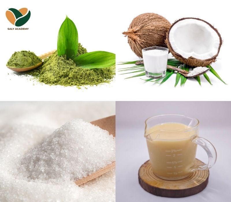 Nguyên liệu làm matcha sữa dừa