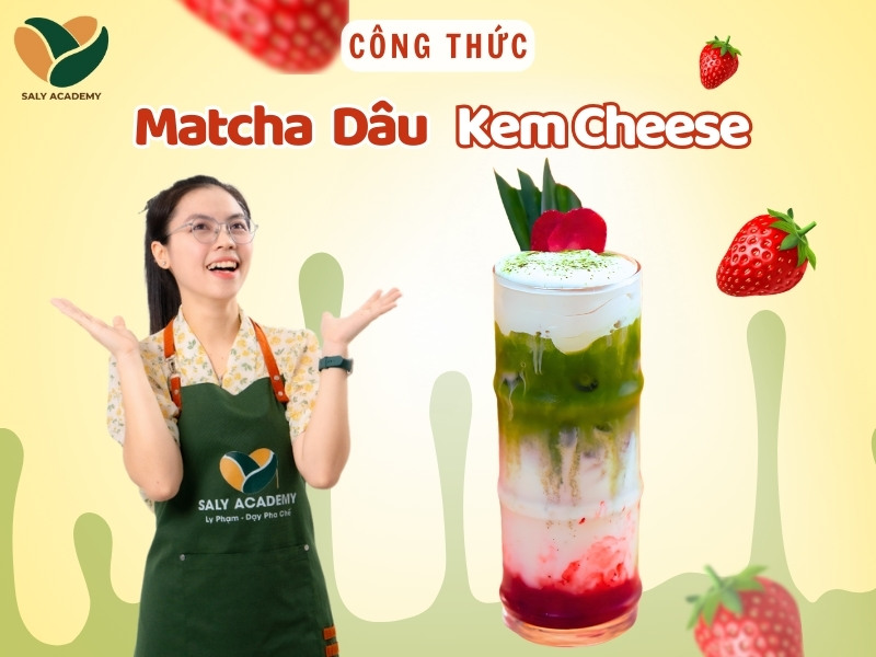 công thức pha chế Matcha dâu kem cheese 4 tầng