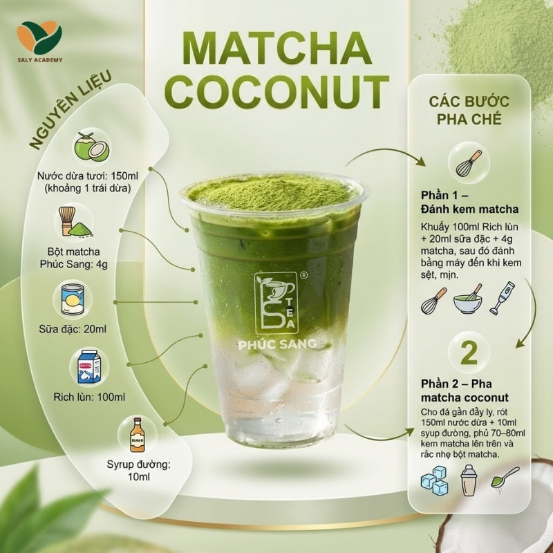 Công thức matcha coconut chuẩn vị, hút khách