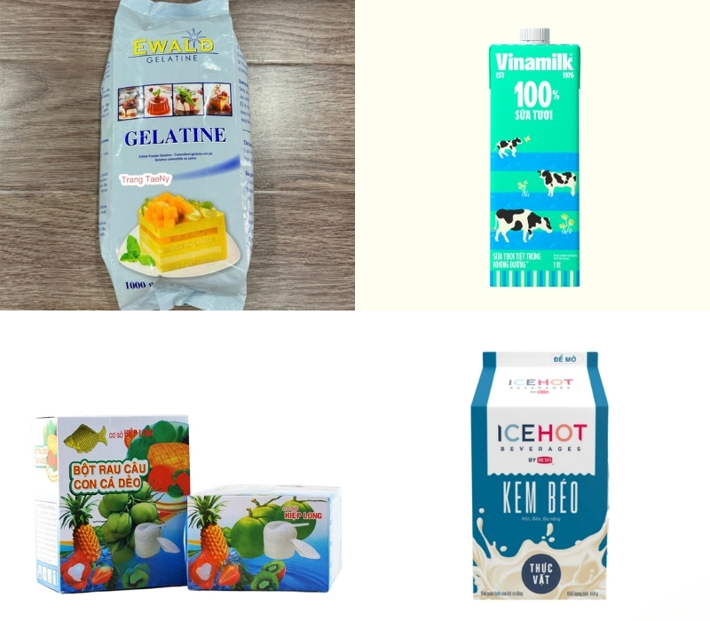 Một số nguyên liệu chính để làm thạch khúc bạch trà sữa