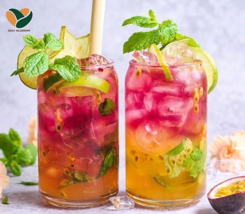 Cách pha chế soda 3 tầng từ siro dâu và chanh dây