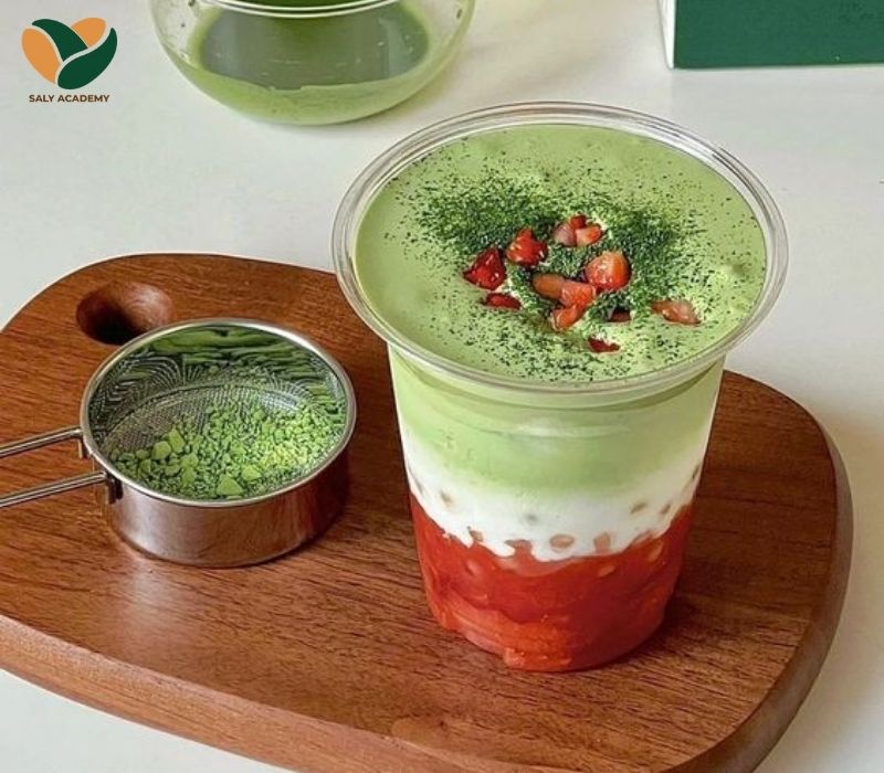 Cách pha matcha dâu kem cheese béo thơm