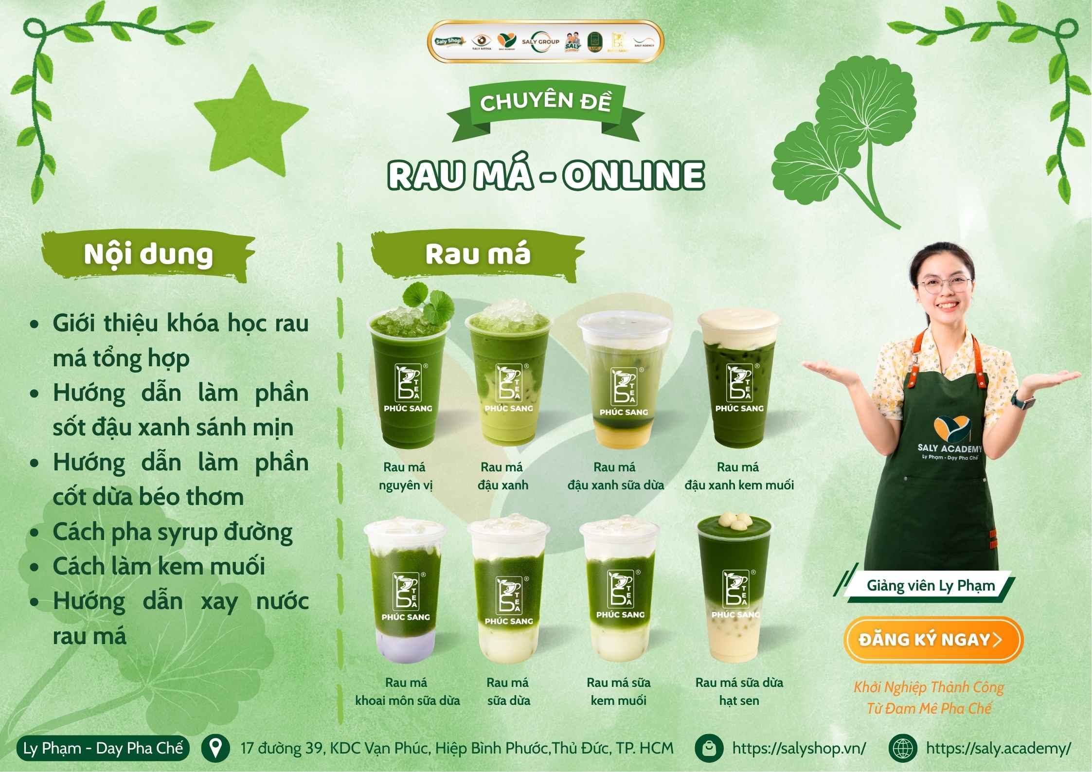 Nội dung Khóa học Rau má Online tại SaLy Academy