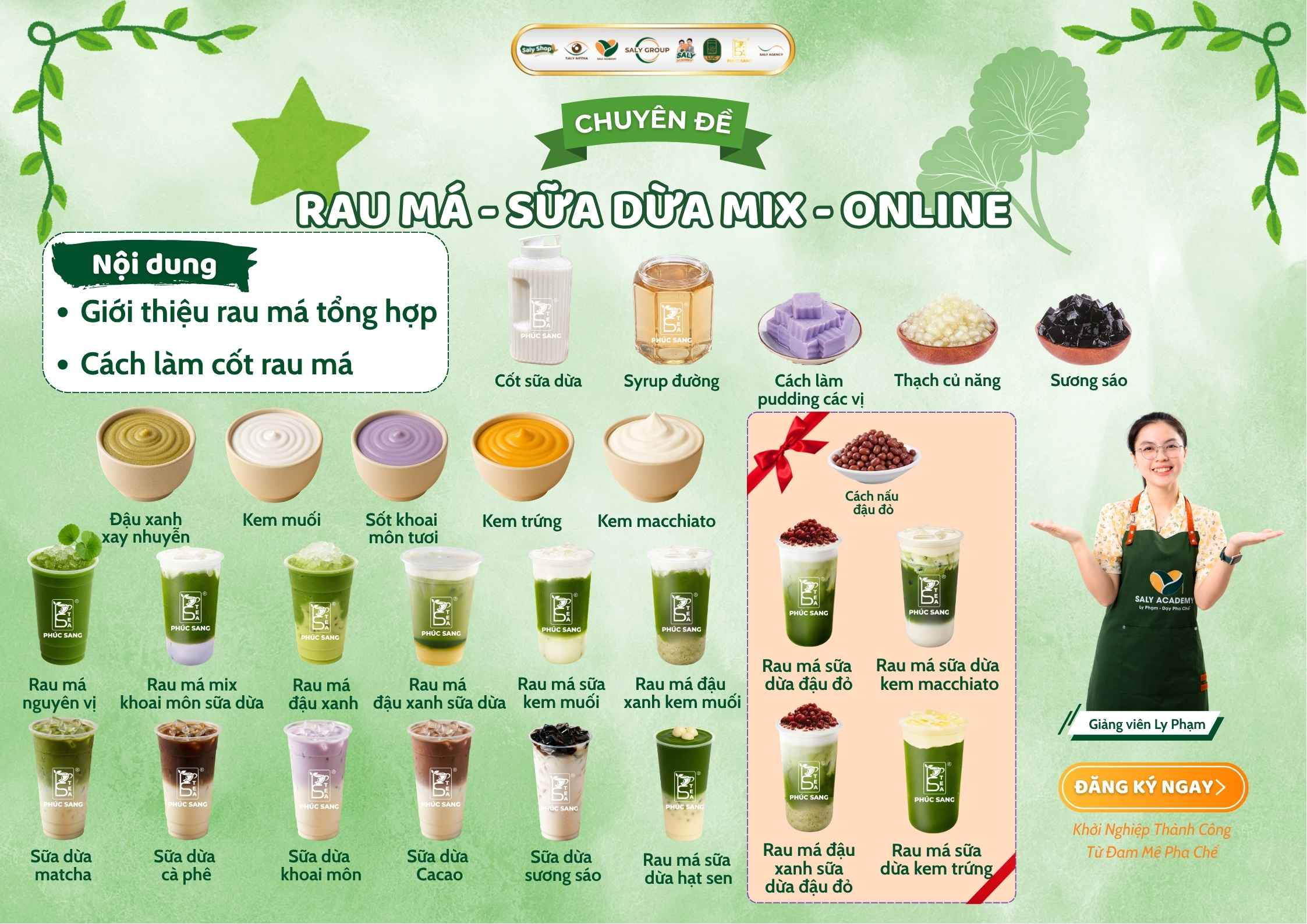 Khóa học pha chế Rau má - Sữa dừa mix Online tại Ly Phạm - Dạy Pha Chế
