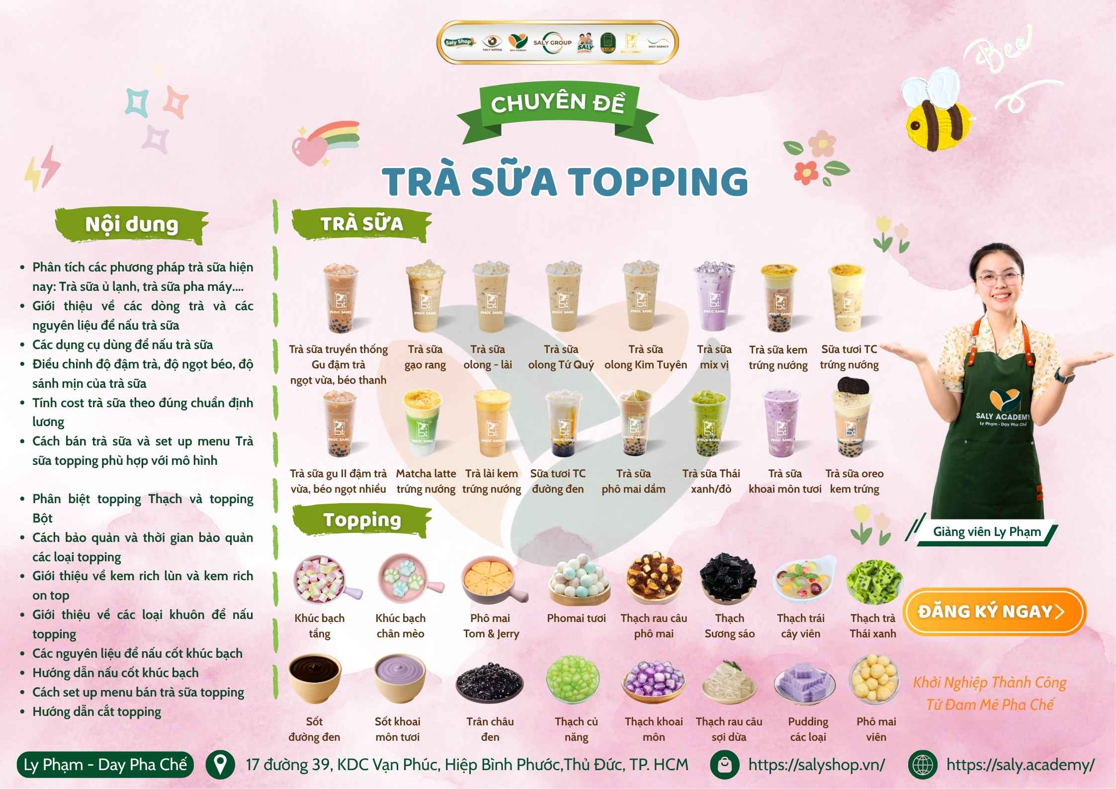 Thông tin khóa pha chế trà sữa - topping tại Saly Academy