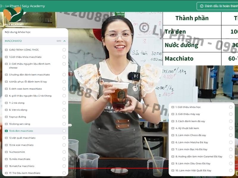 Nội dung khóa học pha chế Macchiato - Đá xay Online