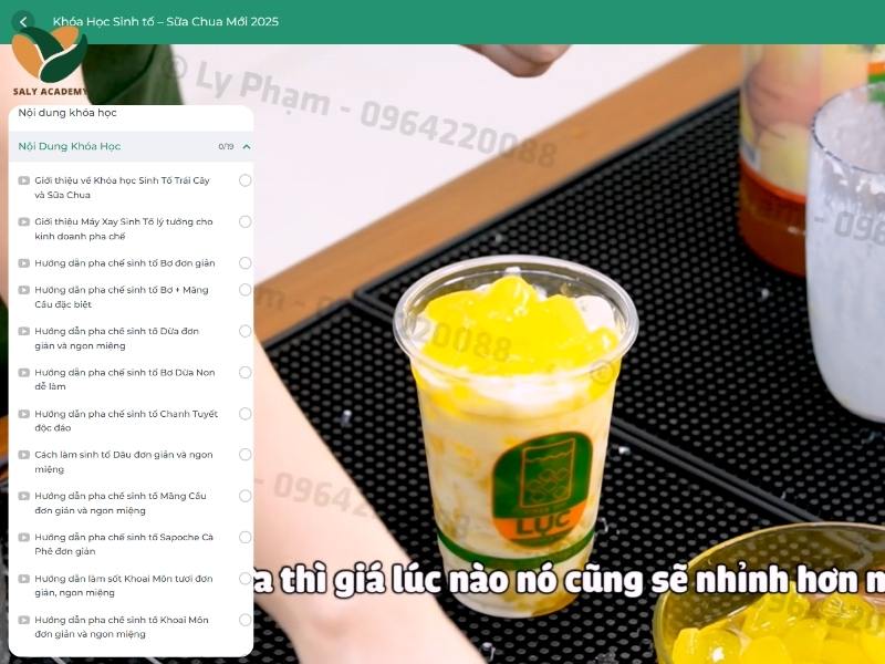 Nội dung khóa học pha chế Sinh tố - Sữa chua Online