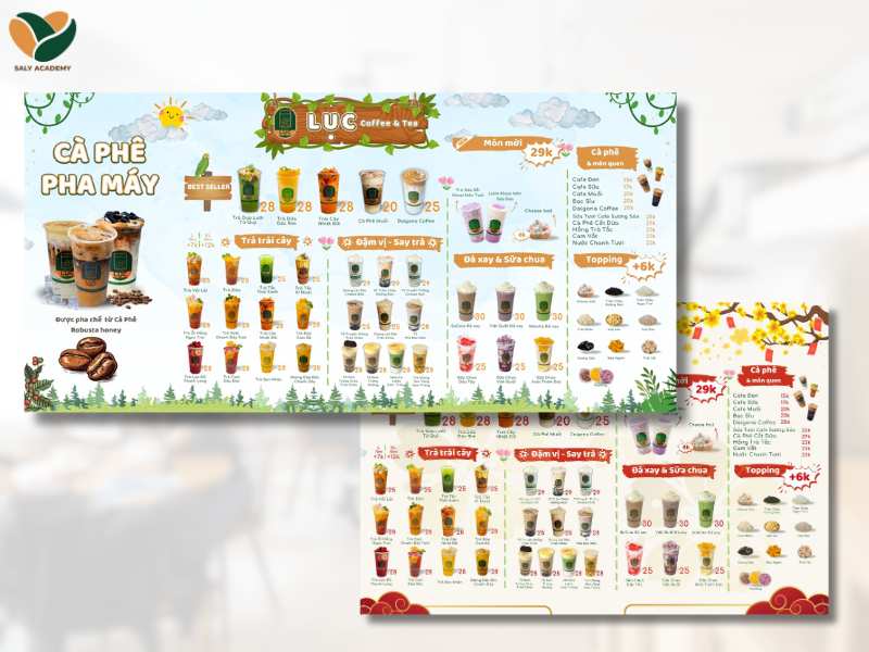 Lên menu đồ uống cho mô hình trà sữa take away