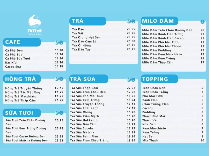 Mẫu menu quán trà sữa phong cách tối giản (Nguồn: Tutimi)