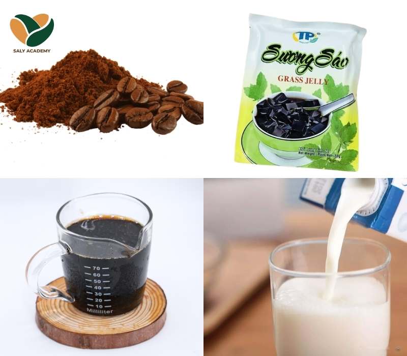 Nguyên liệu để làm cà phê sữa tươi sương sáo Nguyên liệu để làm cà phê sữa tươi sương sáo