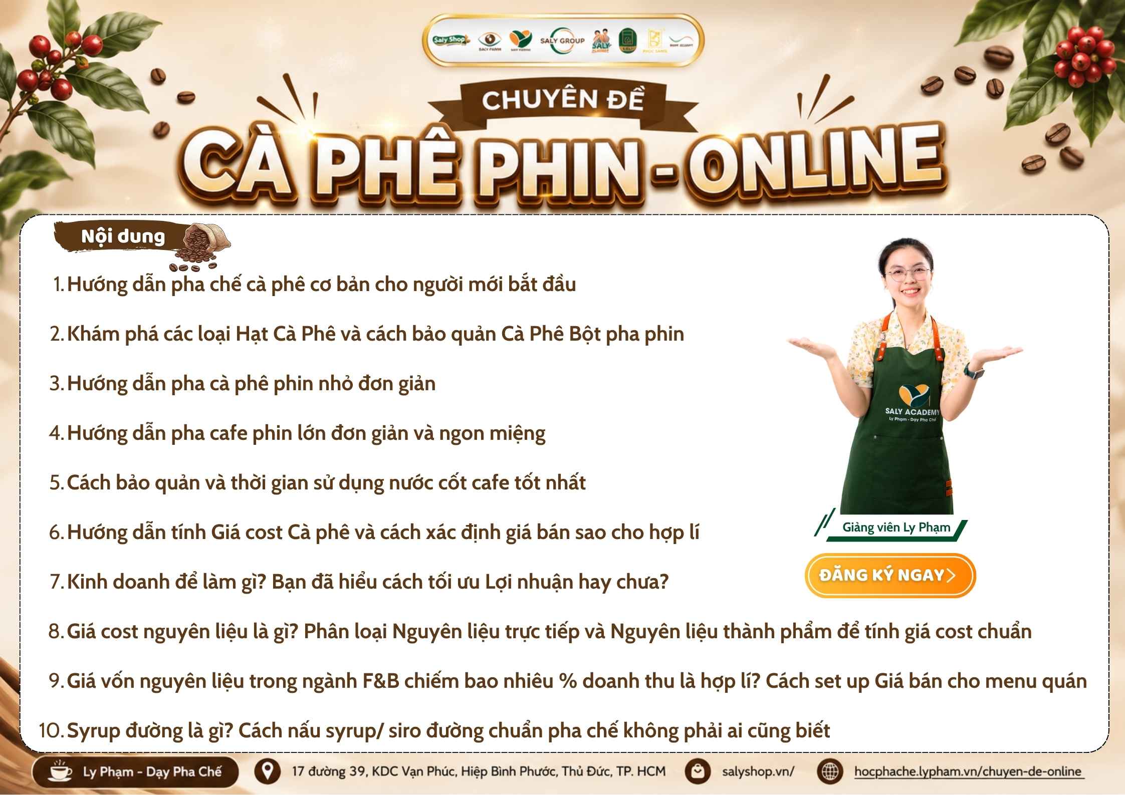 Nội dung khóa học Cà phê phin Online tại SaLy Academy