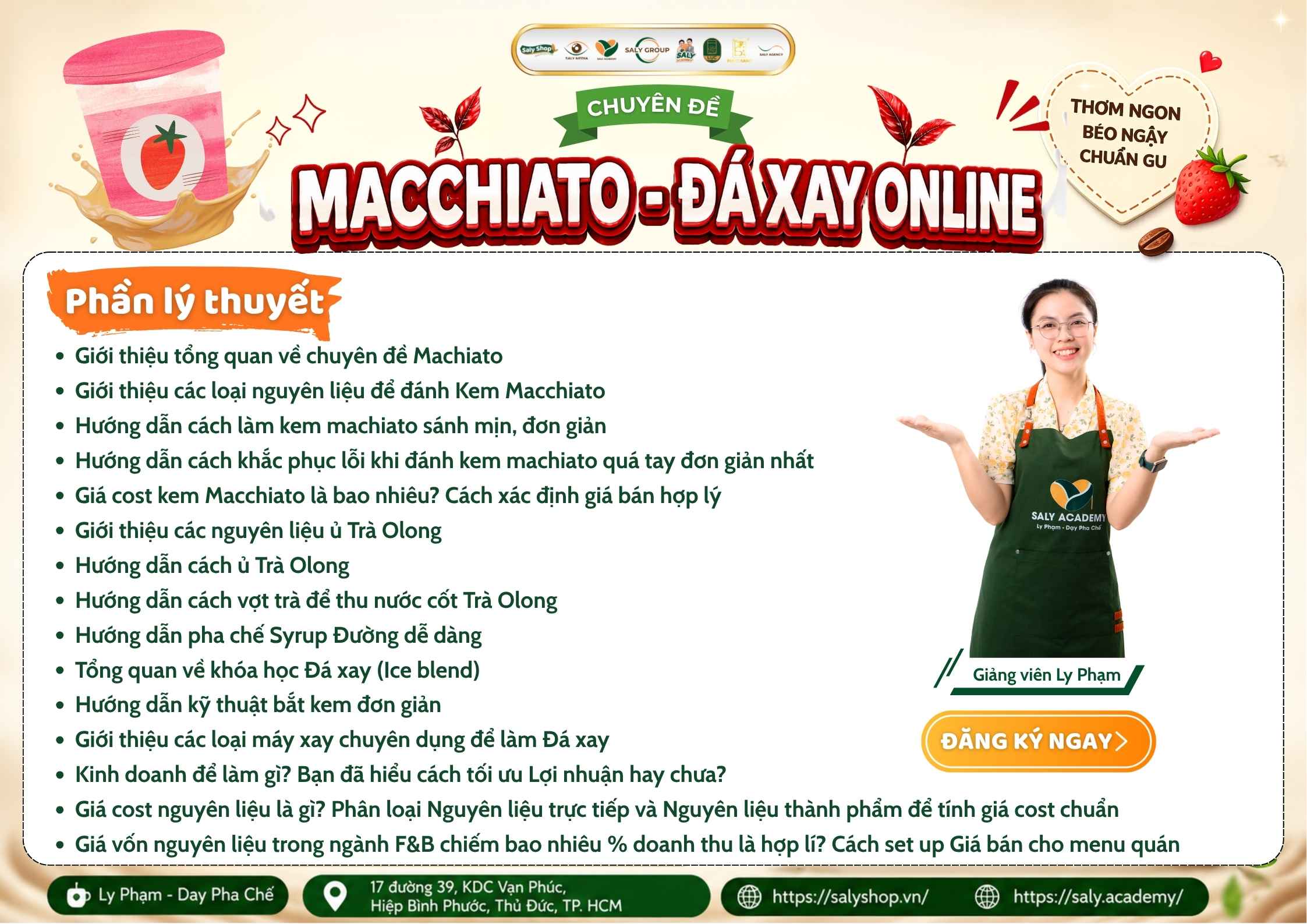 Nội dung khóa học Macchiato - Đá xay Online tại SaLy Academy