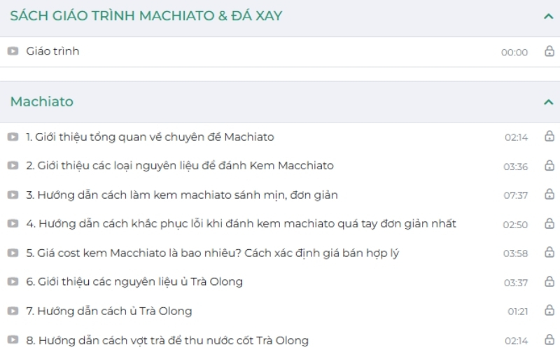 Nội dung khóa học pha chế Macchiato - Đá xay Online