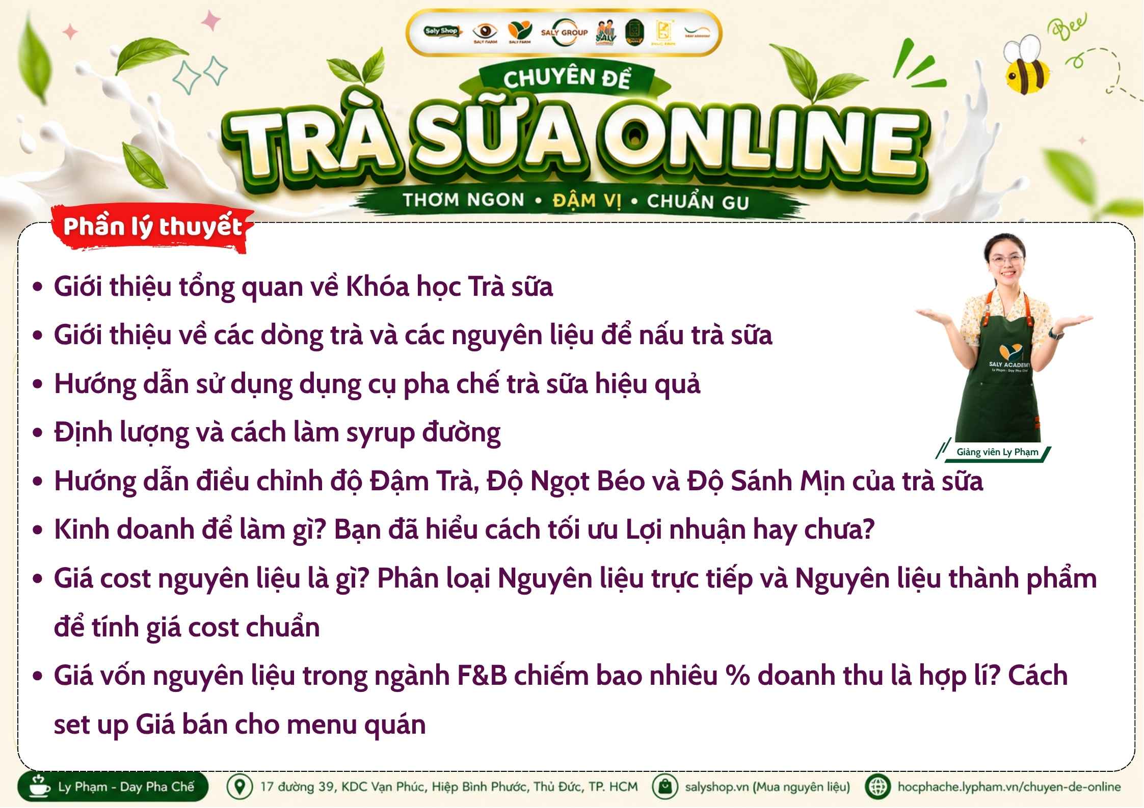 Nội dung khóa học pha chế Trà sữa Online tại SaLy Academy