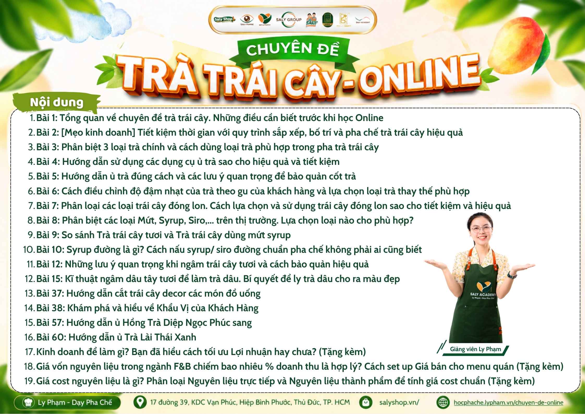 Nội dung khóa học Trà trái cây Online tại SaLy Academy Nội dung khóa học Trà trái cây Online tại SaLy Academy