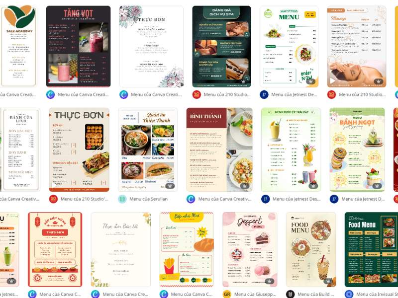 Phần mềm thiết kế menu trên điện thoại - Canva