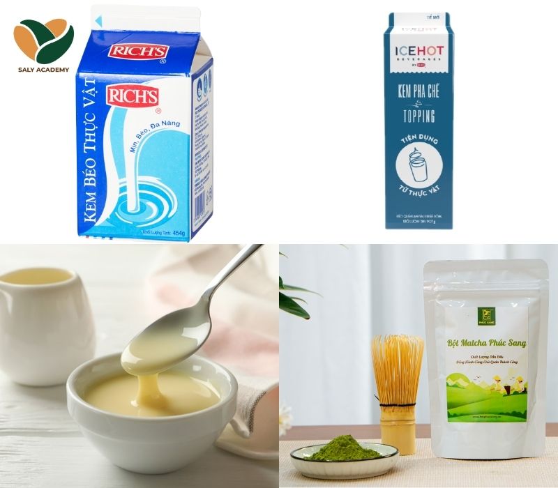 Nguyên liệu làm matcha kem muối Nguyên liệu làm matcha kem muối