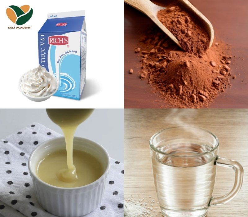 Nguyên liệu để làm cacao sữa đá Nguyên liệu để làm cacao sữa đá