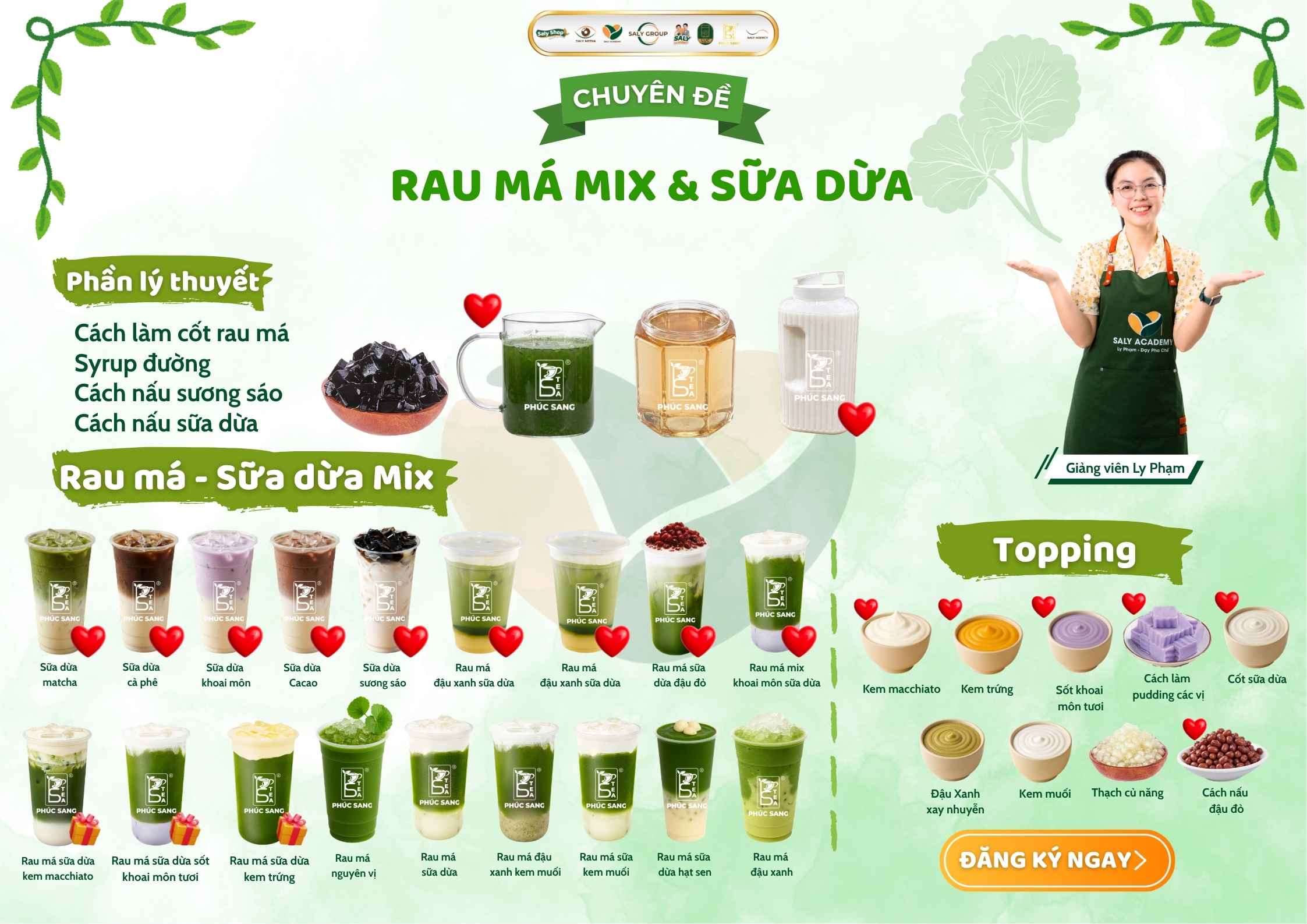 Nội dung khóa học Rau má mix Online tại SaLy Academy