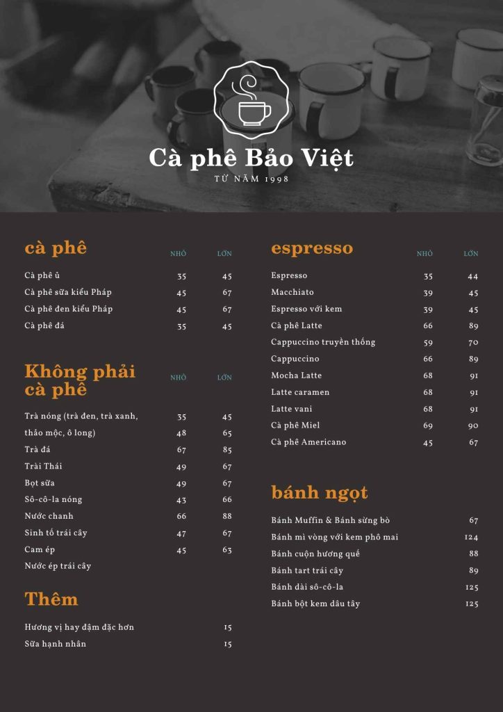 Menu quán cafe phong cách Color Block Menu quán cafe phong cách Color Block