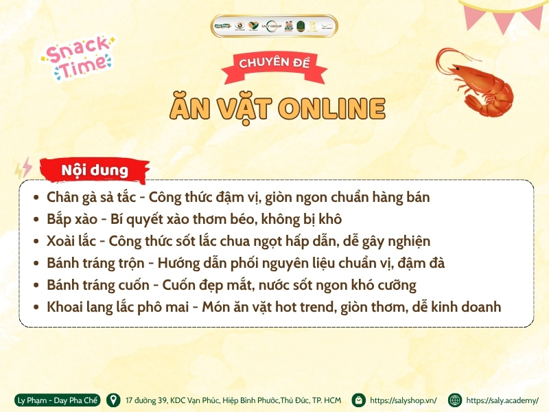 Nội dung Khóa học đồ Ăn vặt (Online) tại SaLy Academy Nội dung Khóa học đồ Ăn vặt (Online) tại SaLy Academy