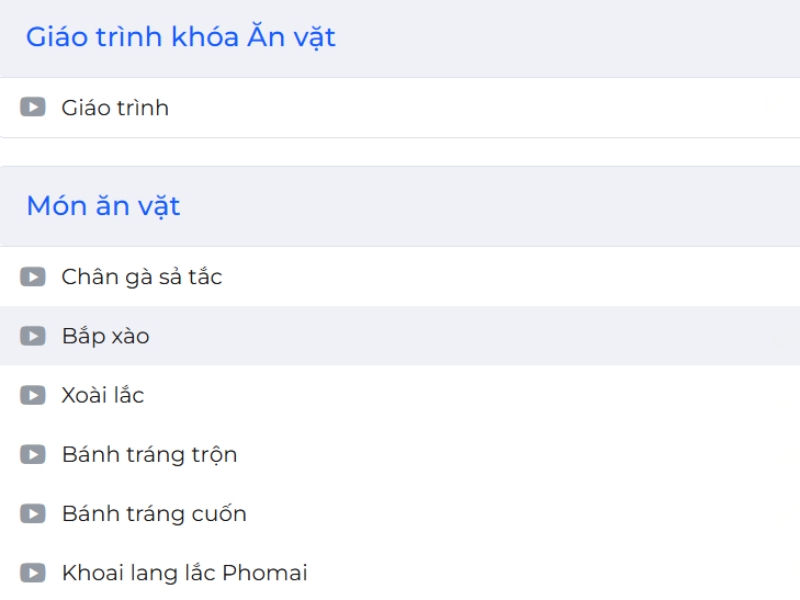 Nội dung Khóa học đồ Ăn vặt (Online) tại SaLy Academy