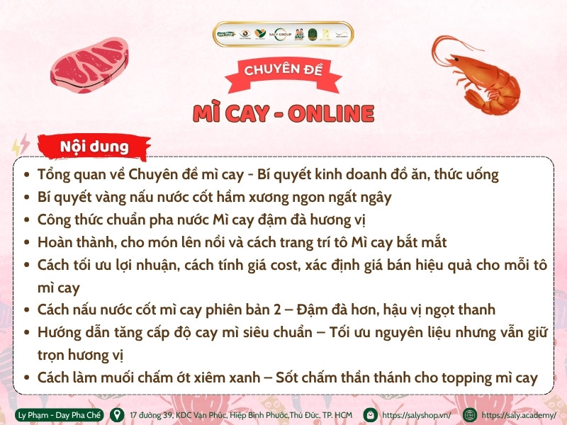 Nội dung Khóa học pha chế Mỳ cay (Online) tại SaLy Academy Nội dung Khóa học pha chế Mỳ cay (Online) tại SaLy Academy