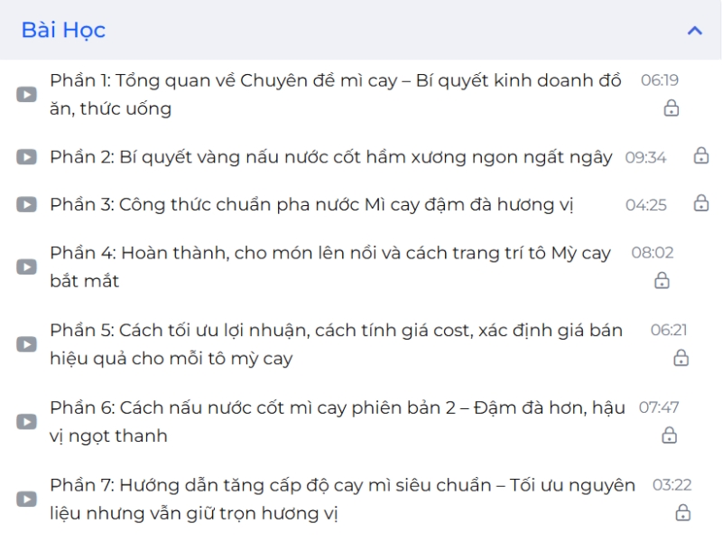 Nội dung Khóa học pha chế Mỳ cay (Online) tại SaLy Academy