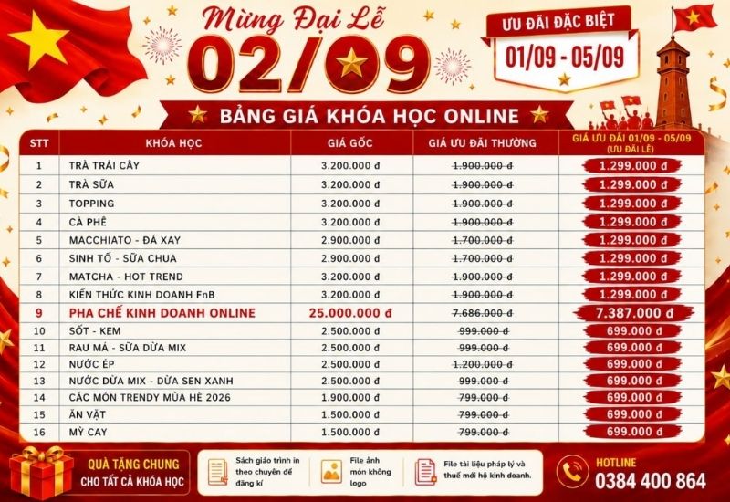 Ưu đãi lên đến 70% học phí toàn bộ khóa học Online nhân dịp Quốc khánh 2/9