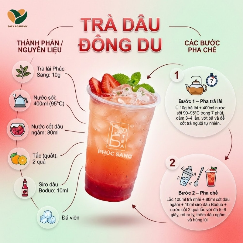 Cách làm trà dâu Đông Du thơm ngon, hấp dẫn
