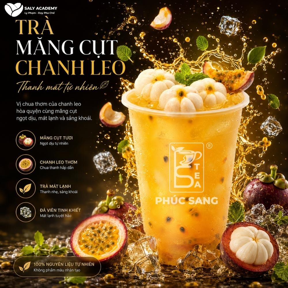 Cách pha trà măng cụt chanh dây chua ngọt hài hòa