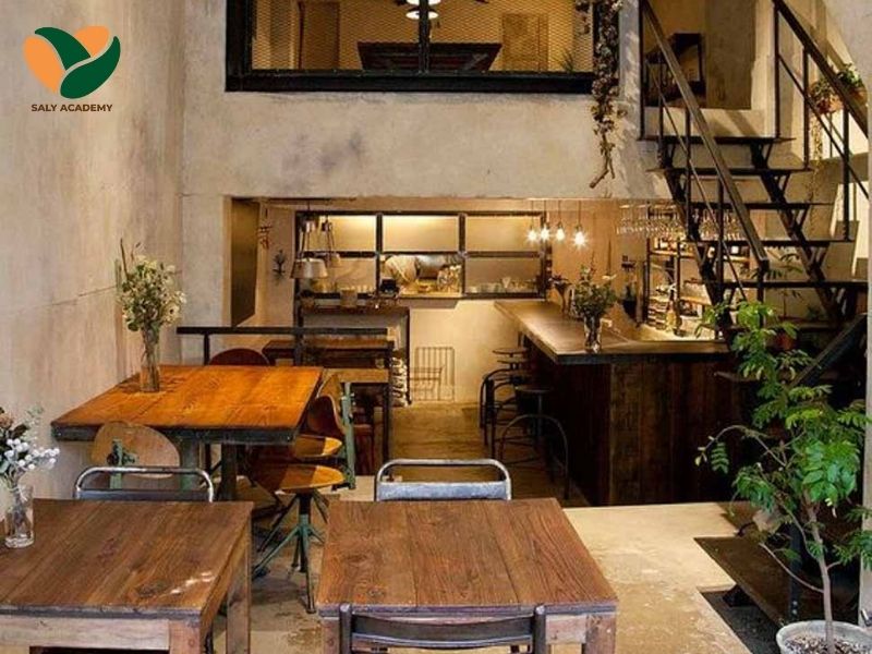 Mô hình cafe gác lửng trong nhà ống rất phù hợp với khách hàng trẻ yêu thích sự riêng tư