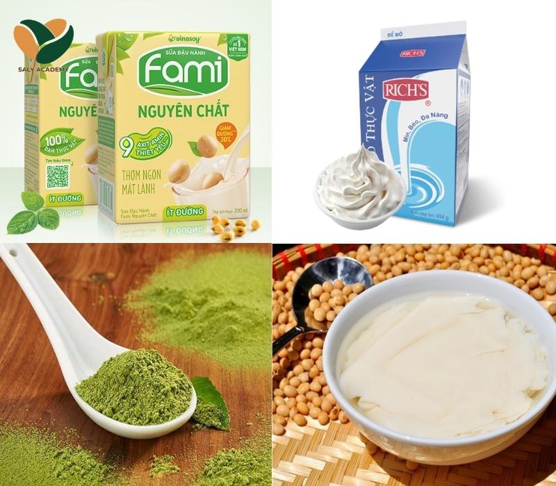 Nguyên liệu làm Matcha latte tào phớ Nguyên liệu làm Matcha latte tào phớ