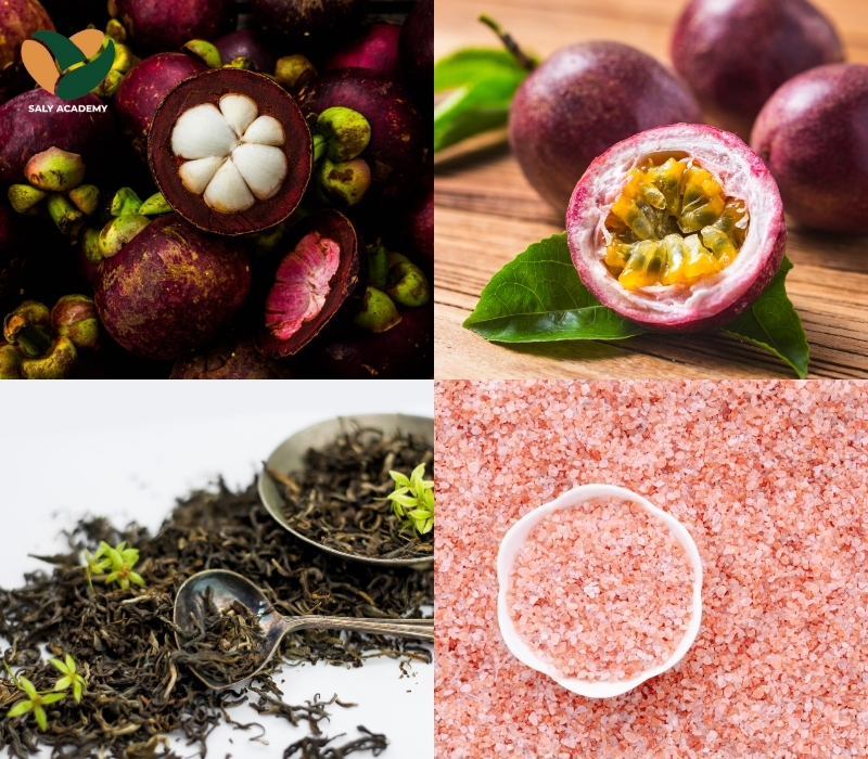 Một số nguyên liệu làm trà măng cụt chanh dây Một số nguyên liệu làm trà măng cụt chanh dây