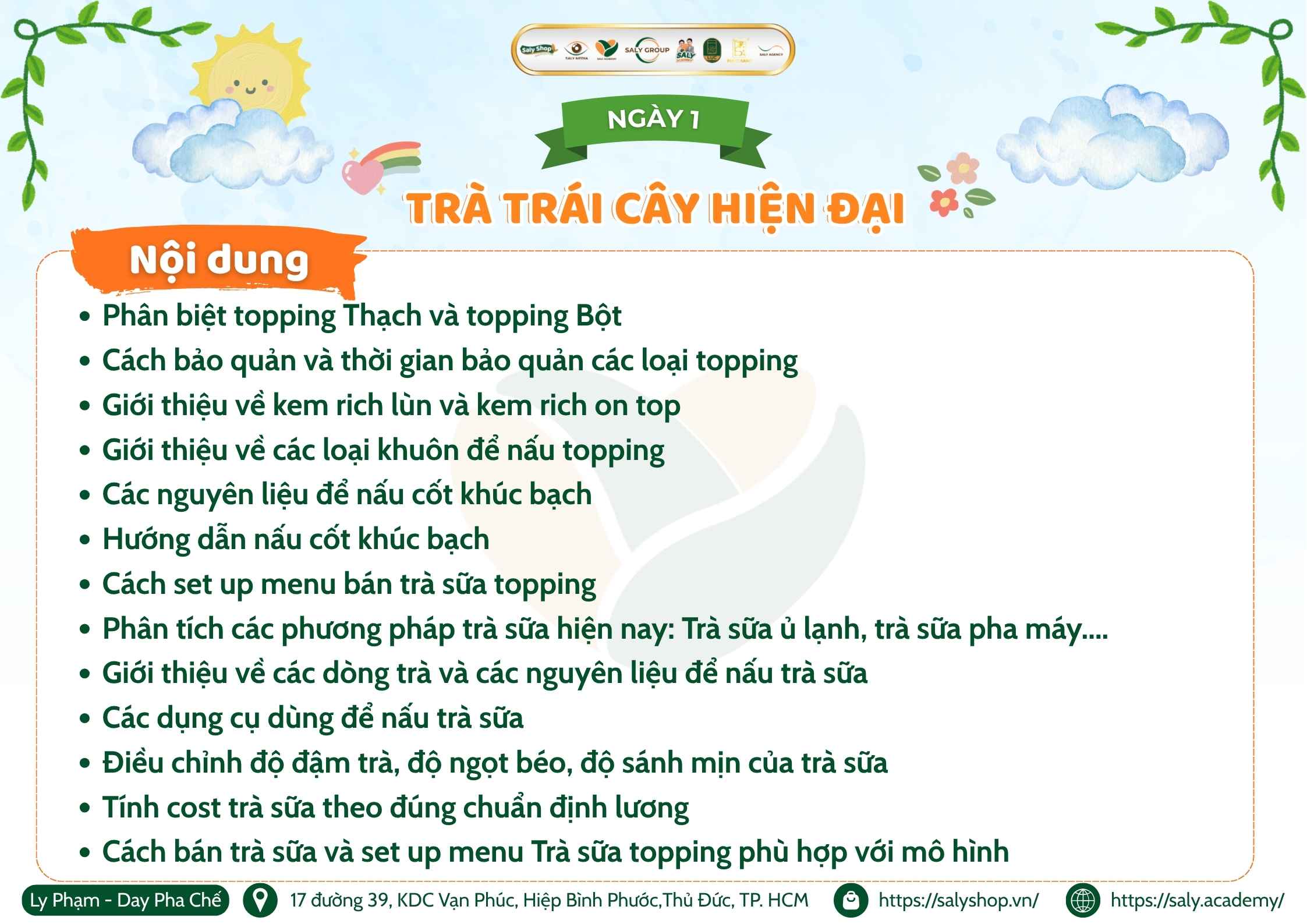 Nội dung khóa học pha chế Trà trái cây tại Ly Phạm - Dạy Pha Chế