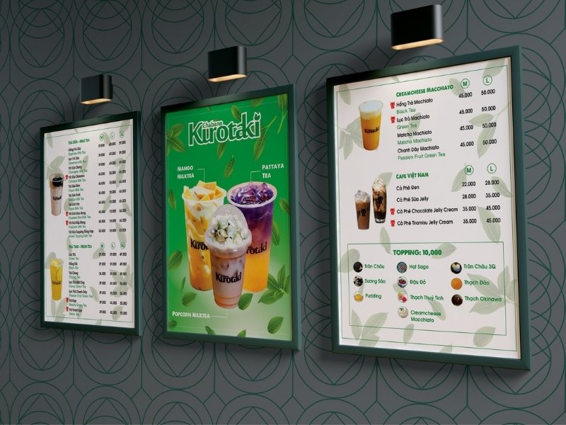 Menu dạng bảng treo tường Menu dạng bảng treo tường