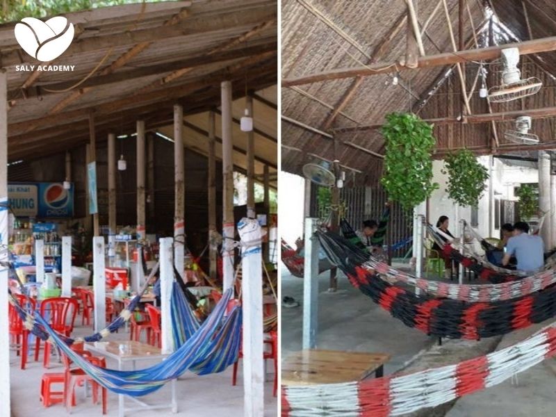 Cafe võng truyền thống có phong cách giản dị, bố trí tại vỉa hè hoặc không gian ngoài trời Cafe võng truyền thống có phong cách giản dị, bố trí tại vỉa hè hoặc không gian ngoài trời