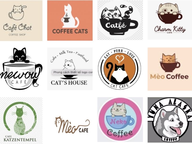 Logo phong cách cafe thú cưng Logo phong cách cafe thú cưng