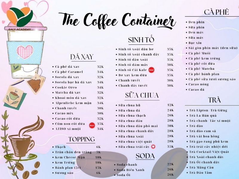 Với mô hình cafe container, bạn nên chọn menu đơn giản, dễ ra món và có cá tính riêng Với mô hình cafe container, bạn nên chọn menu đơn giản, dễ ra món và có cá tính riêng