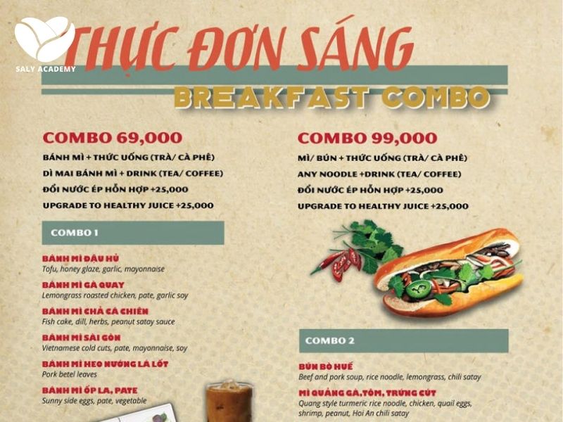 Menu quán cafe ăn sáng không cần quá phức tạp
