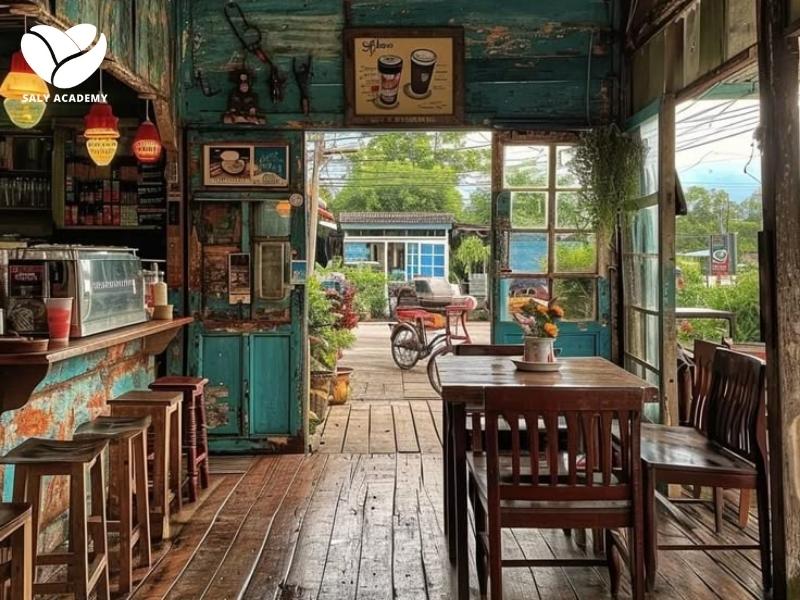 Mô hình quán cafe cổ điển theo phong cách nông thôn