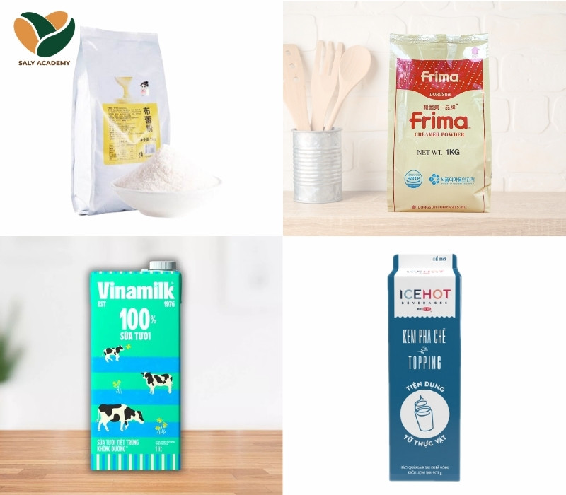 Một số nguyên liệu để làm kem trứng Một số nguyên liệu để làm kem trứng