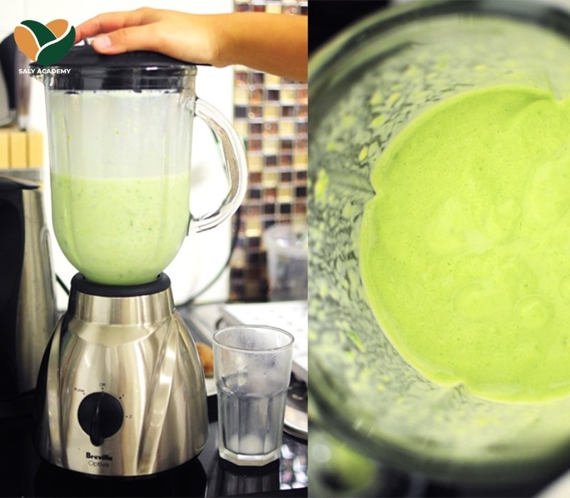 Bước 2: Xay sinh tố bơ sánh mịn, thơm ngon Bước 2: Xay sinh tố bơ sánh mịn, thơm ngon
