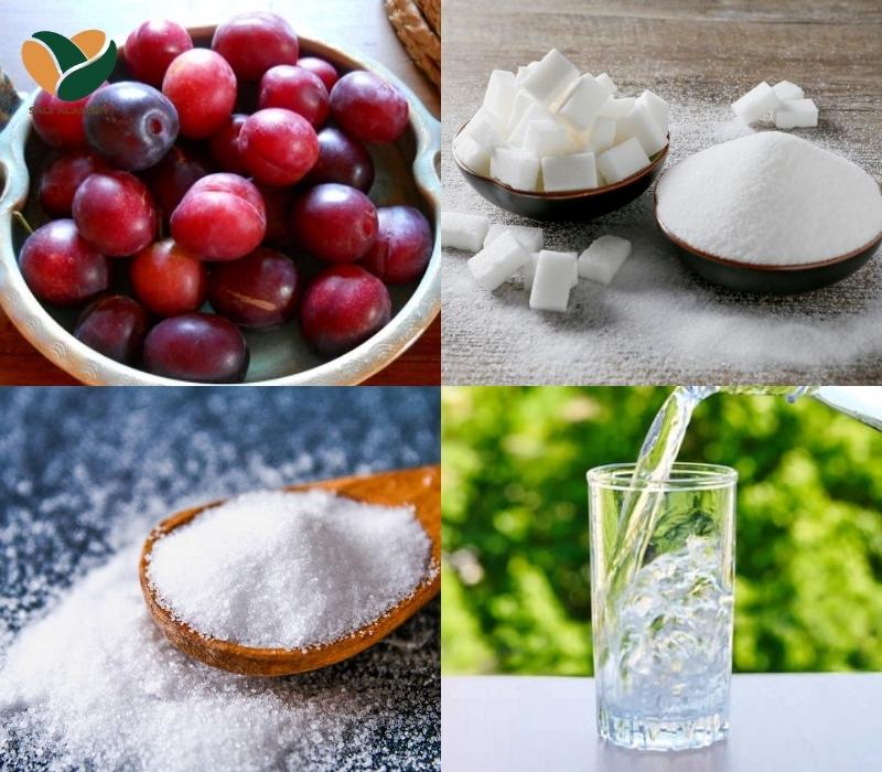 Nguyên liệu để làm Mận ngâm đường Nguyên liệu để làm Mận ngâm đường
