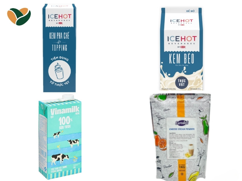 Nguyên liệu chuẩn bị làm kem Macchiato
