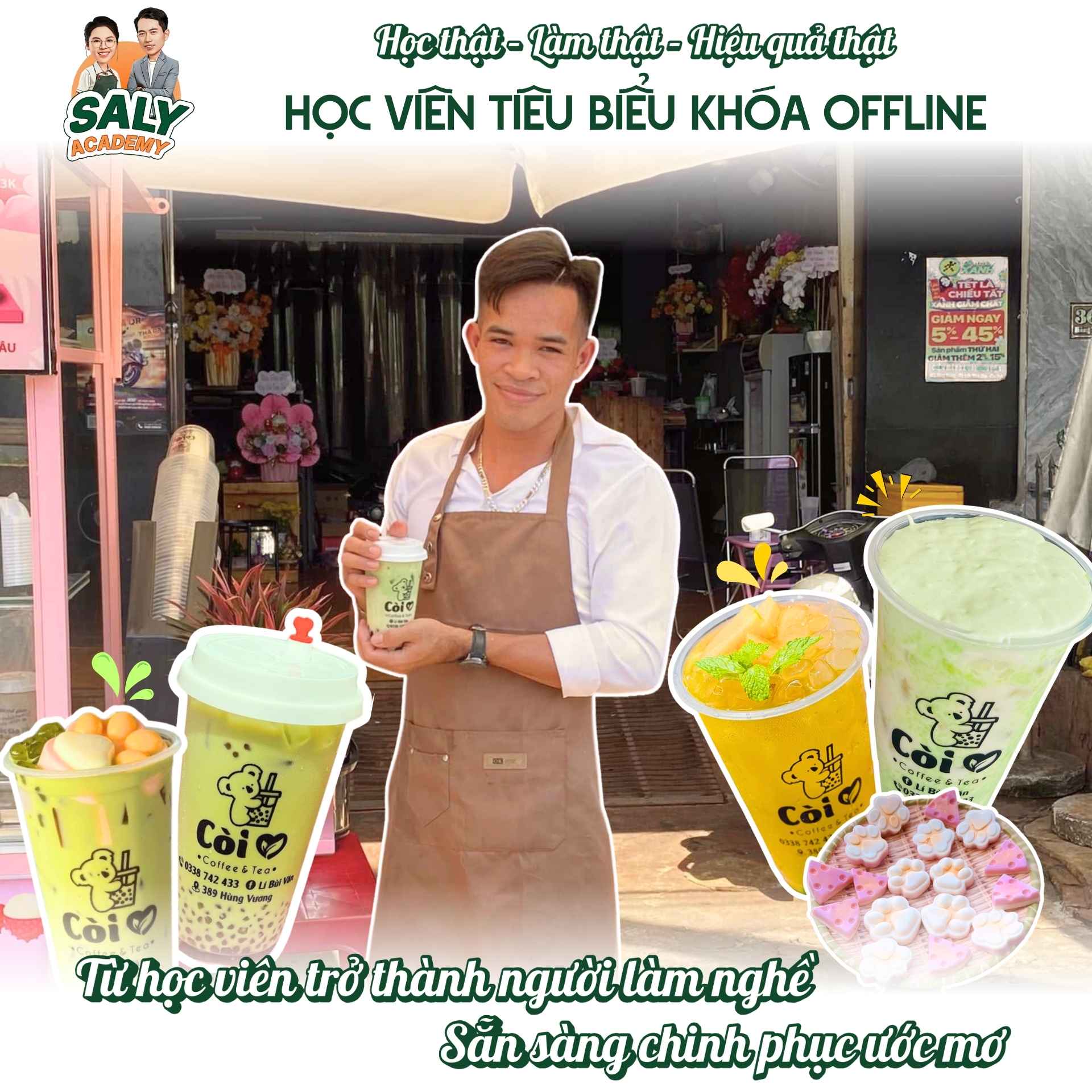Anh Lý Bùi Văn Hành khởi nghiệp thành công với quán "Còi Coffee & Tea" sau khi hoàn thành khóa học tại Saly Academy