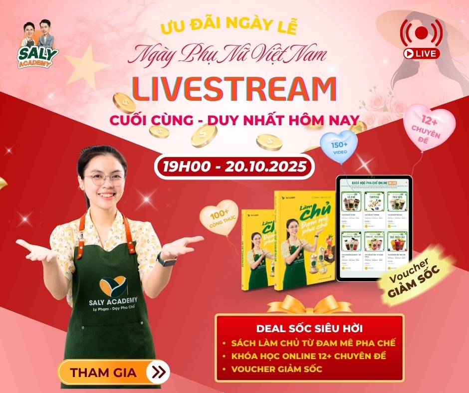 Ưu đãi chỉ áp dụng trong phiên live tại Ly Phạm - Dạy Pha Chế Ưu đãi chỉ áp dụng trong phiên live tại Ly Phạm - Dạy Pha Chế