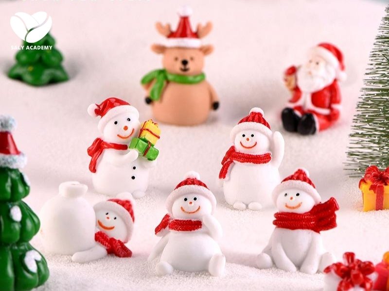 Trang trí mô hình Noel mini:người tuyết, tuần lộc, ông già Noel