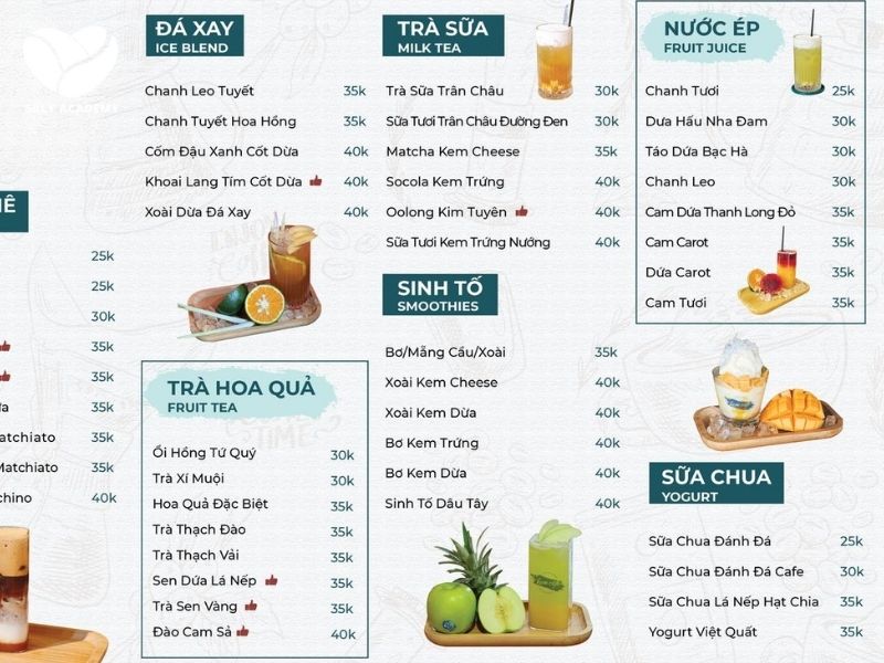 Nhóm nước ép và sinh tố – phong phú khẩu vị, dễ dàng bổ sung dinh dưỡng.